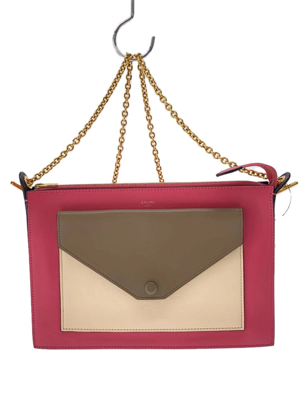 Celine Shoulder Bag Leather Pink
